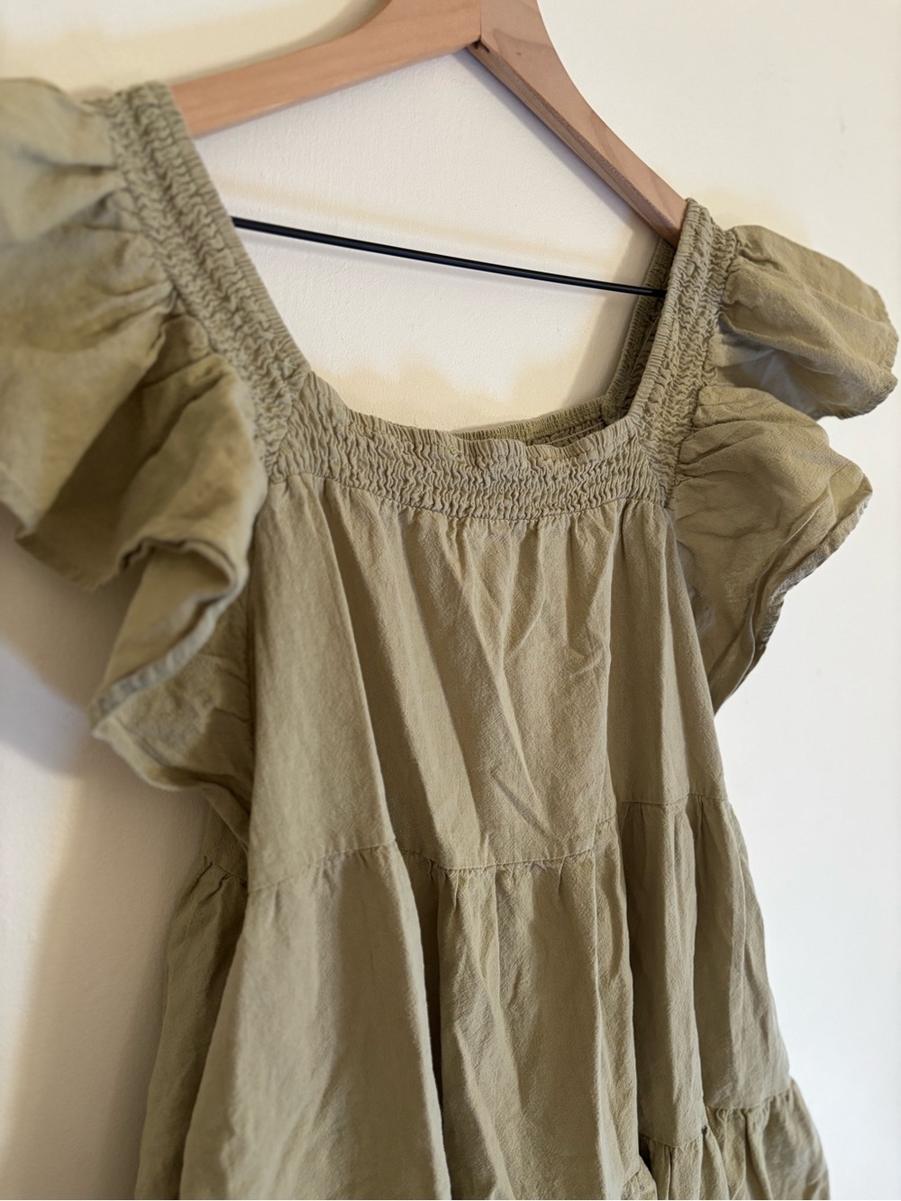 Pink Diamond Light Olive Ruffle Mini Dress - Picture 3 of 4